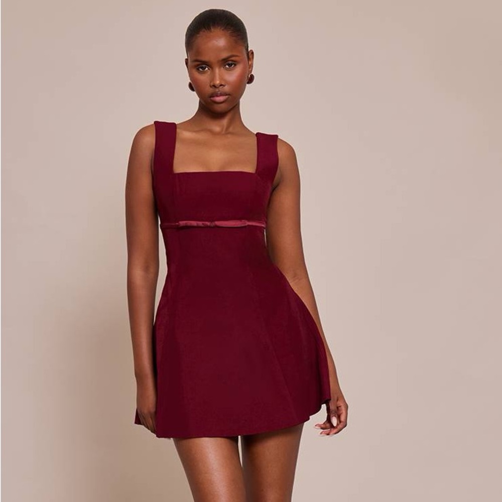 Pretty Little Thing Red Bow Belt Dress